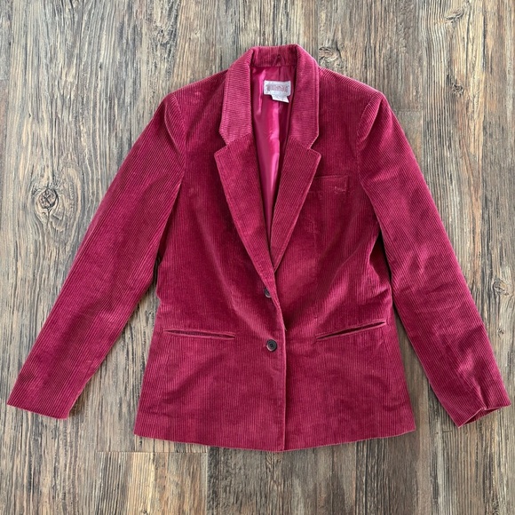 Vtg Worthington Corduroy Blazer Jacket Womens 10 Mauve Pockets Career Preppy - Picture 1 of 11